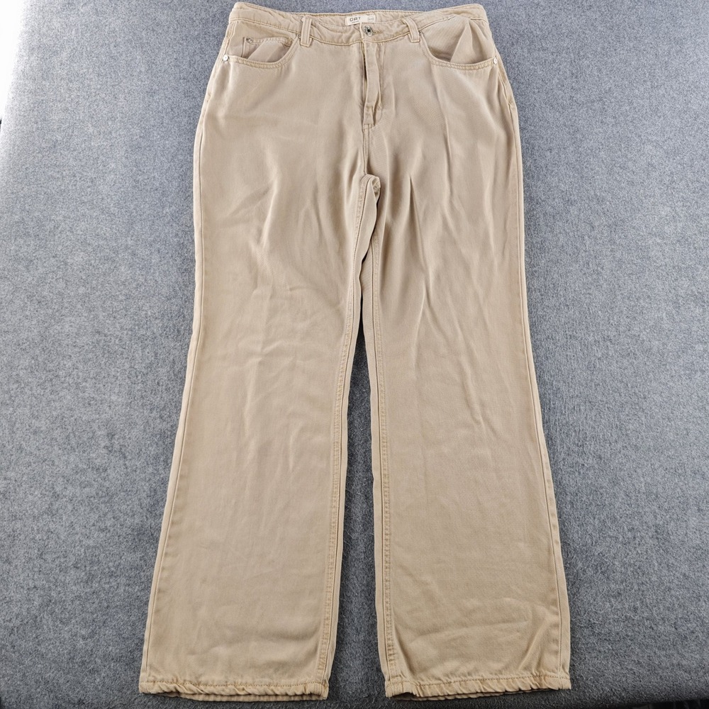OAT New York High Rise Wide Leg Pants Womens 10/30 Tan Beige Lyocell P0367-PF